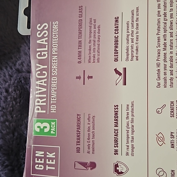 Gen Tek 3 Pk Privacy Glass HD Tempered Screen Protectors Fits iPhone 14 13 12 - Picture 5 of 16